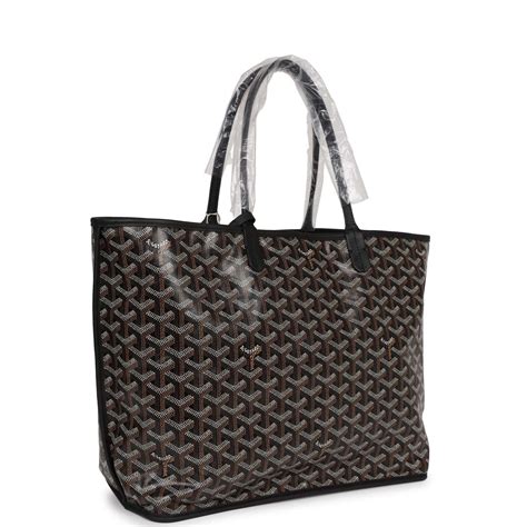 goyard goyardine black st. louis pm tote bag palladium hardware|goyardine bag.